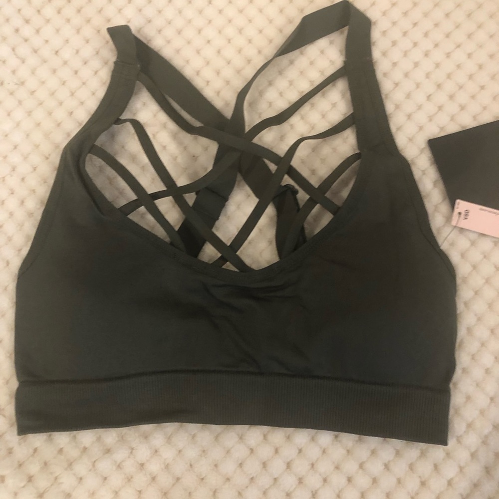 Victoria’s Secret sports bra in olive green. Size small